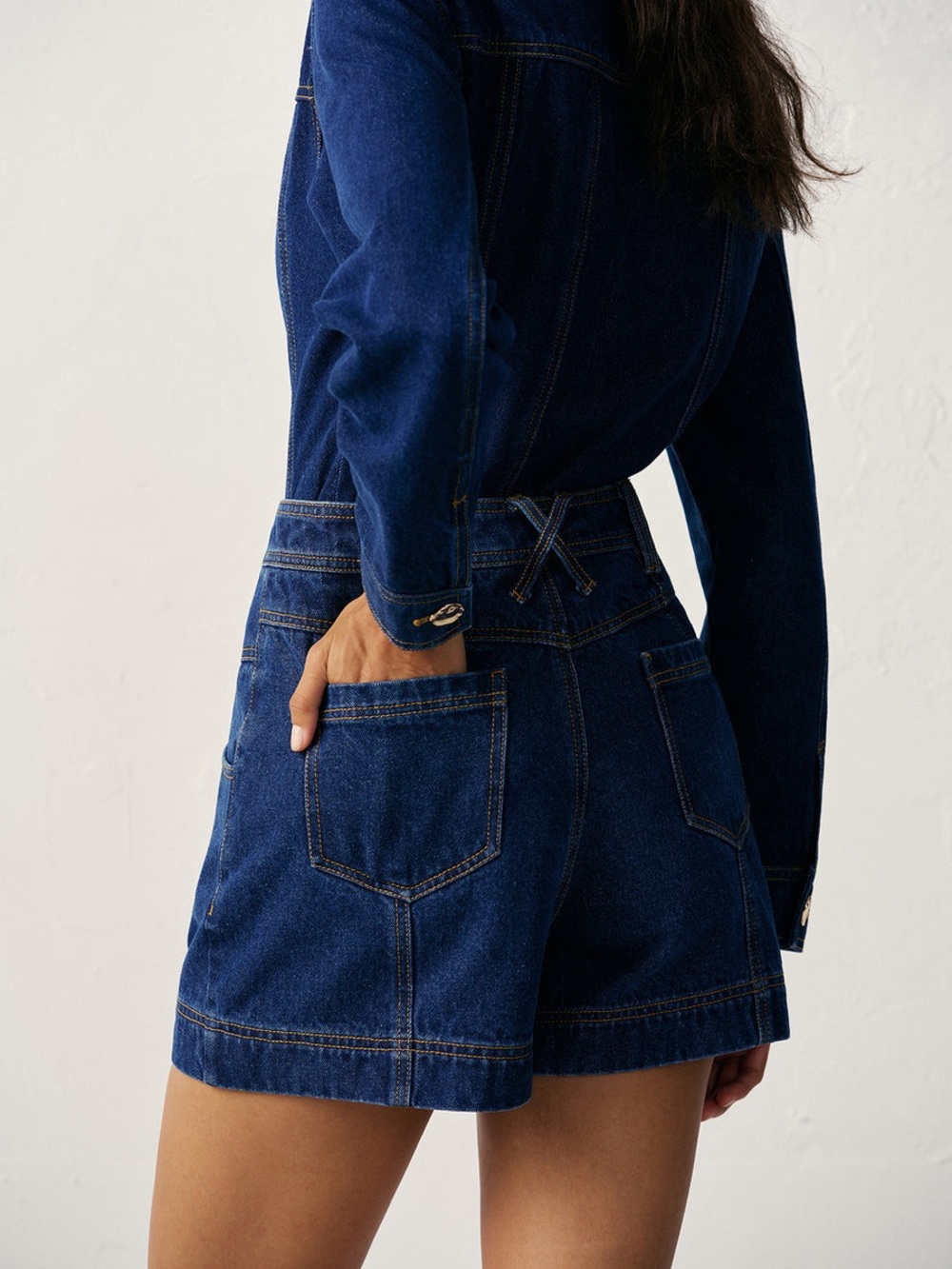 Commense High-Waisted Button-Front Denim Short - Picture 3 of 4